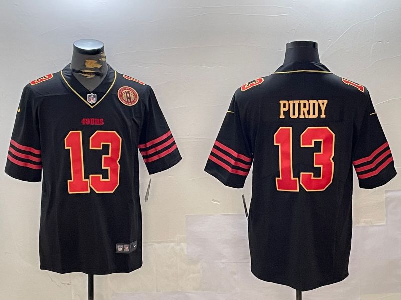 Men San Francisco 49ers #13 Purdy Black Gold 2024 Nike Limited NFL Jersey style 12304